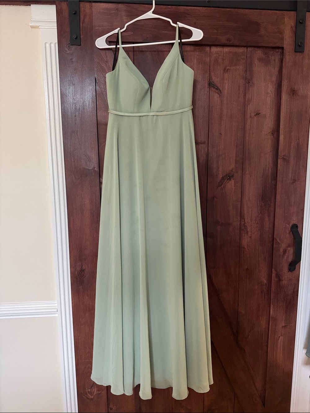 SORELLA VITA Sage Green V-Neck Spaghetti Strap Maxi Gown